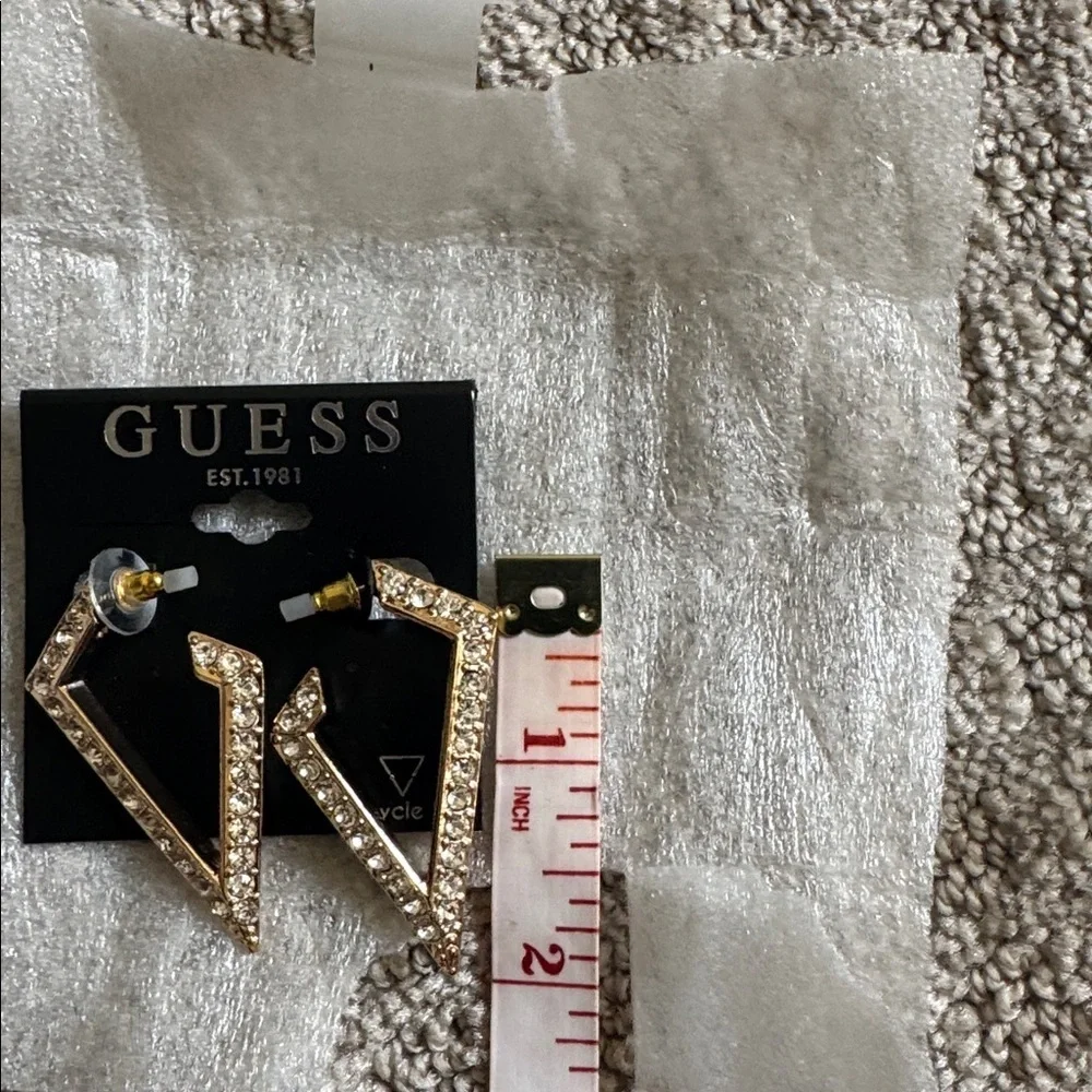 GUESS Gold-Tone Crystal V Earrings